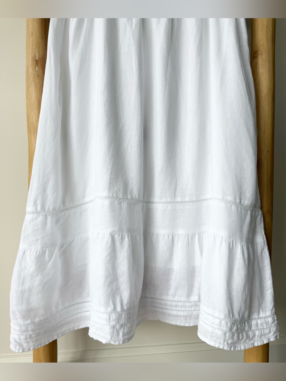 Rails Anthropologie Ashlyn Cool White Linen Sleeveless Tie Collar Midi Dress L - Picture 9 of 16